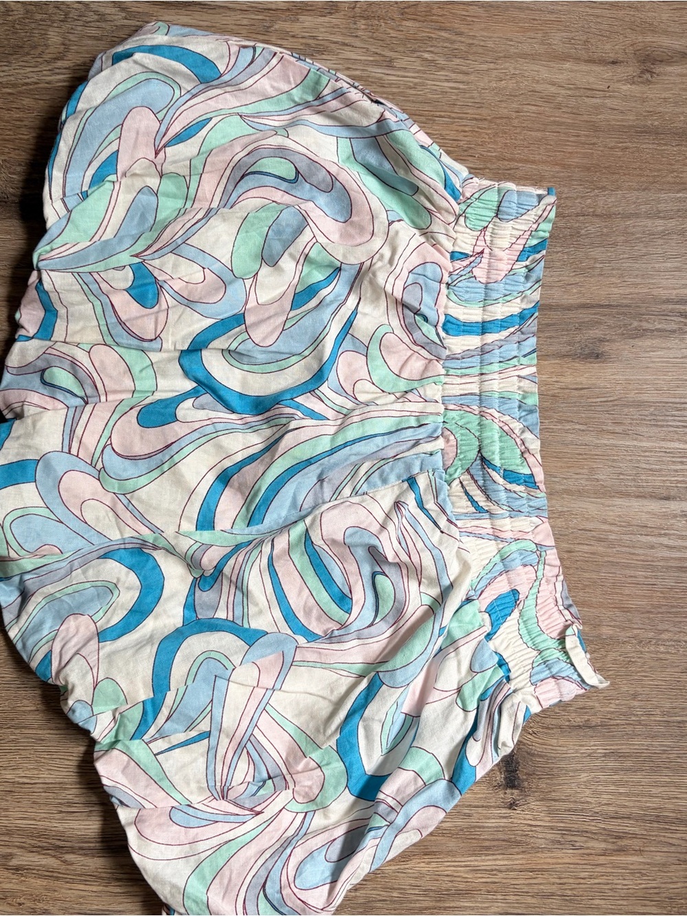 Celandine by Anthropologie Bubble Bloomer Summer Shorts - Pastel Swirl Pattern - Picture 6 of 8